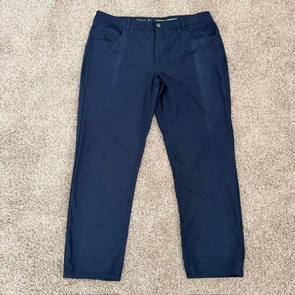 Johnnie-O Prep-Formance Men's 36 x 30 Navy Blue Pants Athletic Golf Casual FLAW
